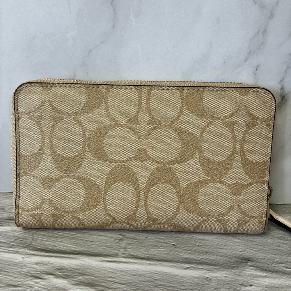 Coach Signature Coated Canvas Medium Zip Around Wallet - Picture 2 of 15